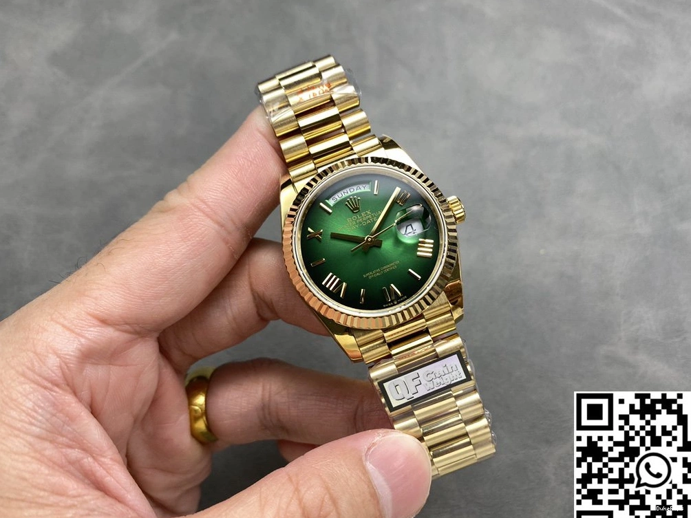 Gold Dial Factory Tungsten M128238-0118 QF Yellow v5 Steel Day Rolex 36mm Date Green 0502